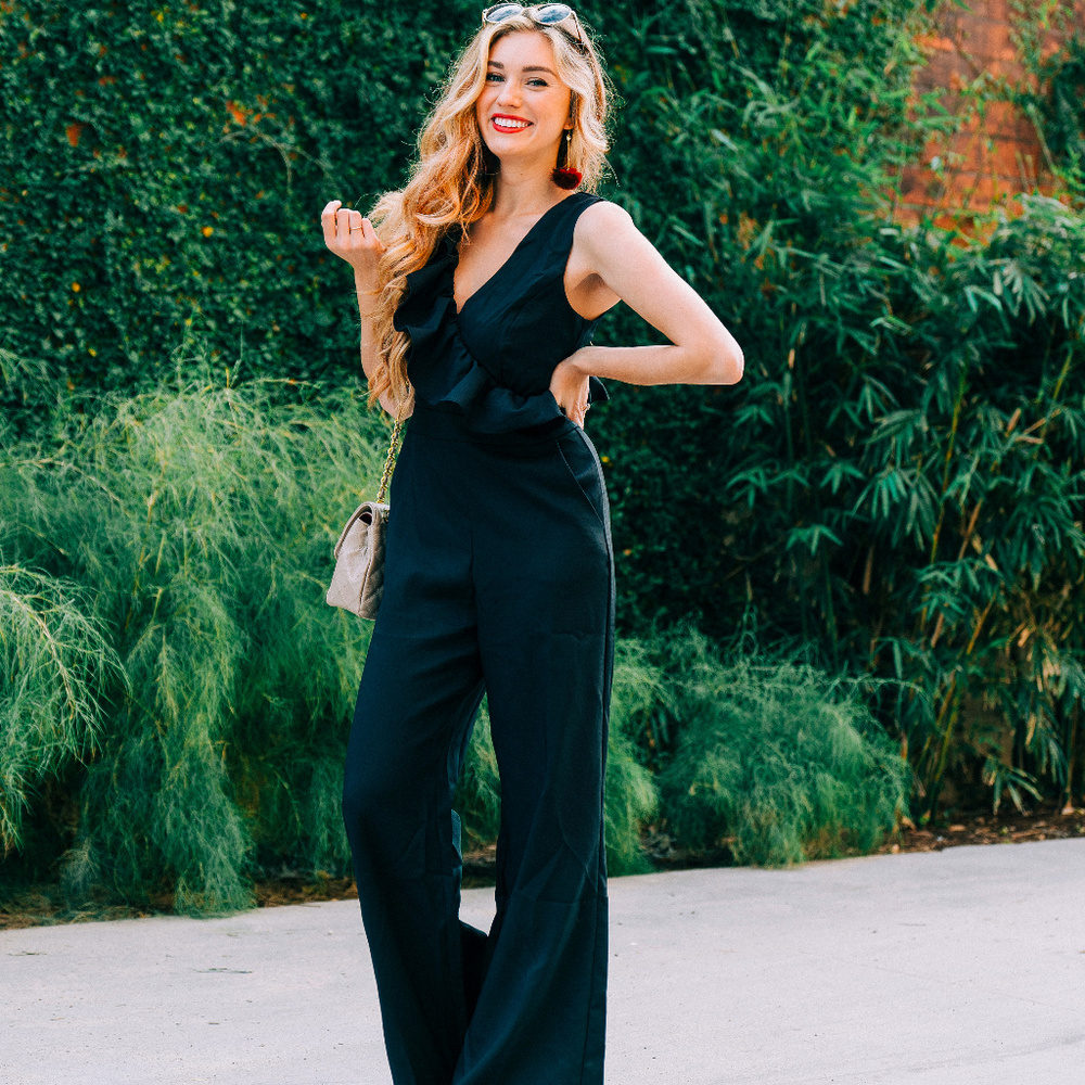 Black Ruffle Jumpsuit